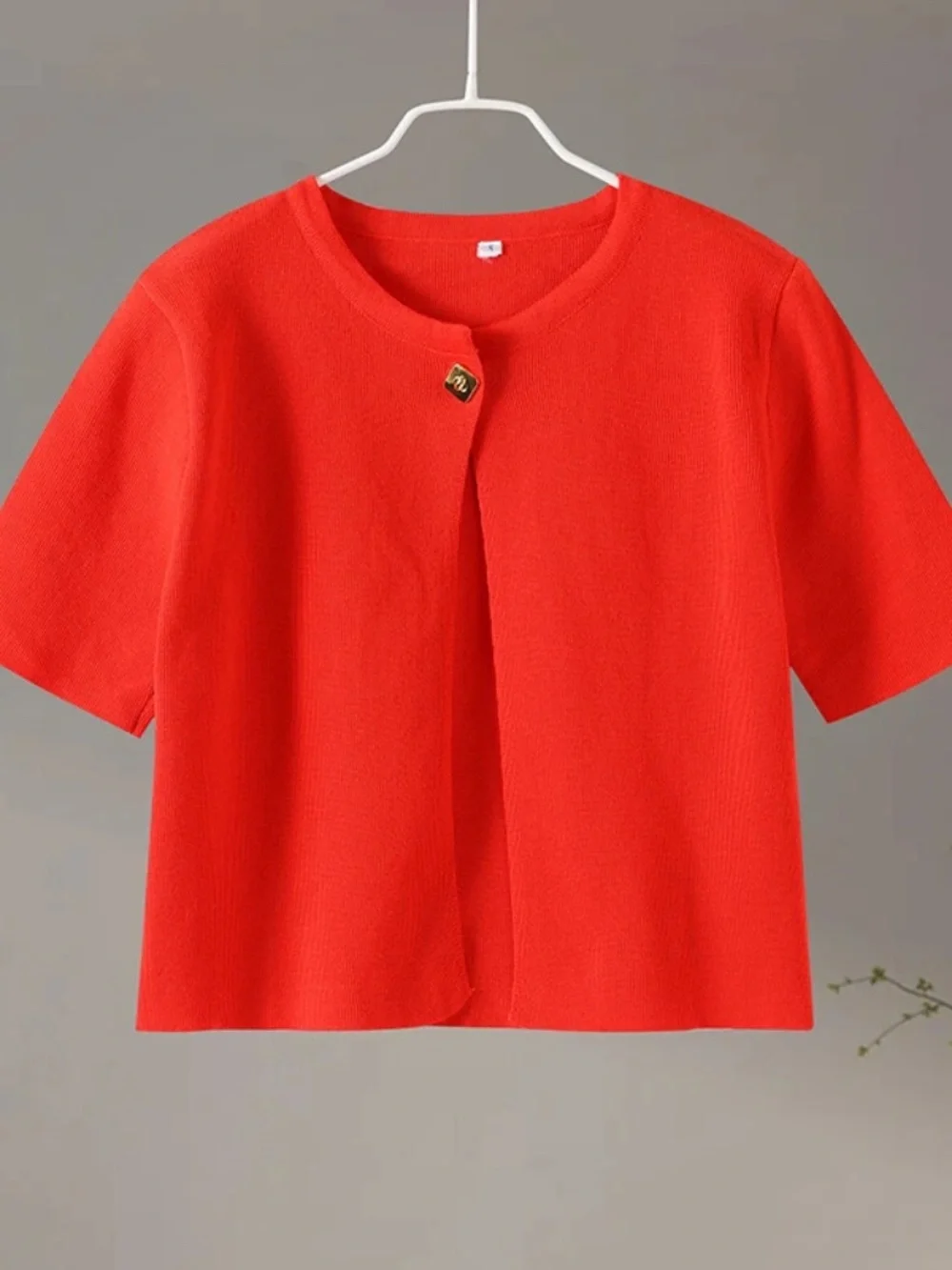 ZARA Red Short Sleeve One Button Cropped Cardigan